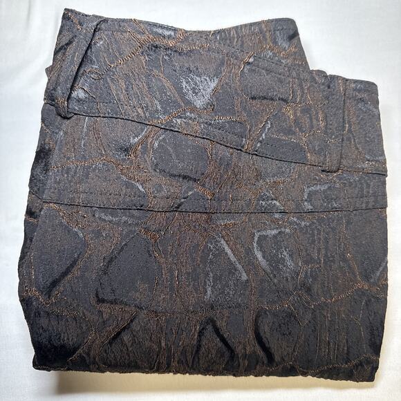 VTG Cache Luxe Pants 10 Trousers Animal Print Black Brown Embossed Wide Leg EUC - Picture 12 of 12